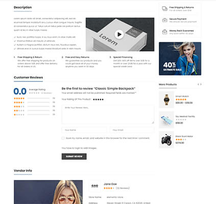Product Data Section